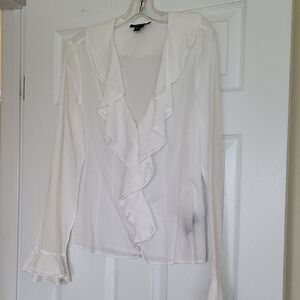 Ralph Lauren White Ruffled Sailor Collar Blouse Size 10